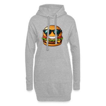 Un cheeseburger cool avec lunettes de soleil été - Sweat-shirt à capuche long Femme - gris chiné - Devant