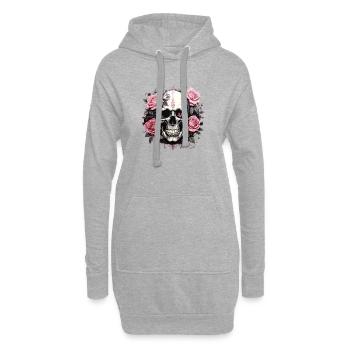 Rosen Schädel Gothic - Hoodie-Kleid - Grau meliert - Vorne