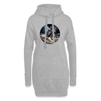 Astronaute vélo lunaire - Sweat-shirt à capuche long Femme - gris chiné - Devant