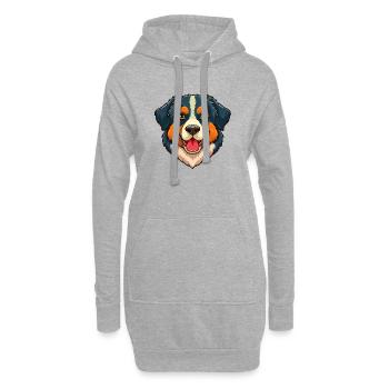 Chien de montagne bernois (Portrait comique) - Sweat-shirt à capuche long Femme - gris chiné - Devant