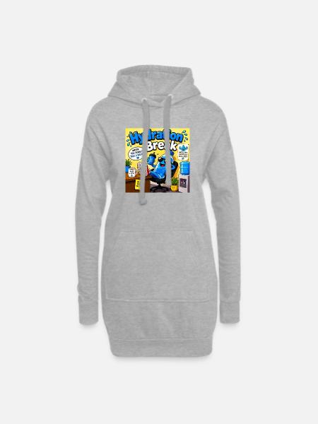 Hydration Break Cartoon-Flasche - Hoodie-Kleid - Grau meliert