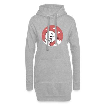 Phoque clignant de l’œil portant un bandana Signe shaka lancé - Sweat-shirt à capuche long Femme - gris chiné - Devant
