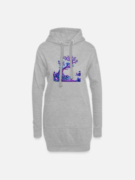 Magic Crystal Dragon Tree - Hoodie Dress - heather grey
