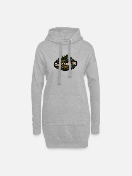 Geocaching - Hoodie-Kleid - Grau meliert