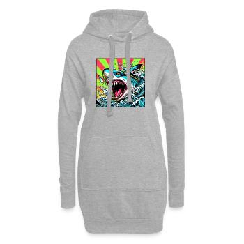 Requin - Sweat-shirt à capuche long Femme - gris chiné - Devant