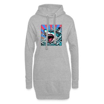Requin - Sweat-shirt à capuche long Femme - gris chiné - Devant
