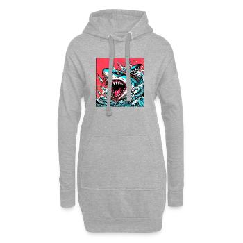 Requin - Sweat-shirt à capuche long Femme - gris chiné - Devant