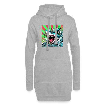 Requin - Sweat-shirt à capuche long Femme - gris chiné - Devant