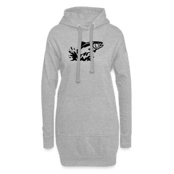 Poissons sauteurs, pêche à la truite, pêche à la ligne - Sweat-shirt à capuche long Femme - gris chiné - Devant