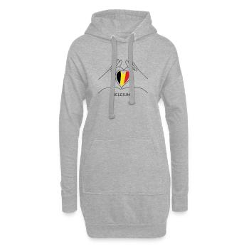 Cœur de fan belge avec drapeau belge Belgique - Sweat-shirt à capuche long Femme - gris chiné - Devant