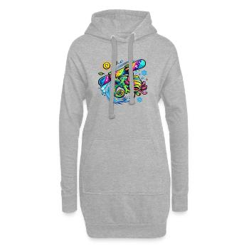 Regenbogen-Chamä Surfboard - Hoodie-Kleid - Grau meliert - Vorne
