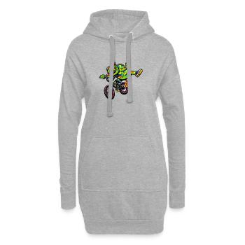 Gecko auf BMX: bunte Fahrt - Hoodie-Kleid - Grau meliert - Vorne