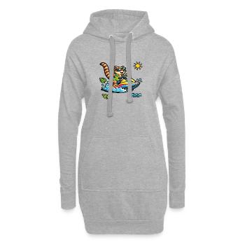 Coati sur une motomarine dans le style tropical - Sweat-shirt à capuche long Femme - gris chiné - Devant