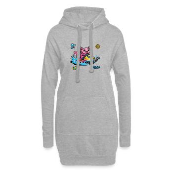 Axolotl Jet Ski Neon Splash - Hoodie-Kleid - Grau meliert - Vorne