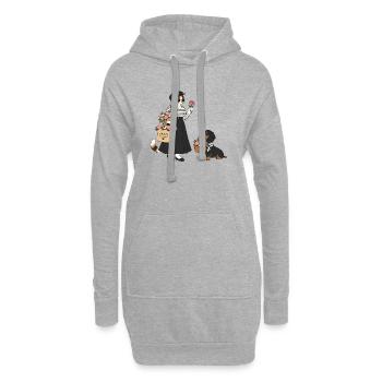 Parisflair Katze & Dackel – Mon Amour - Hoodie-Kleid - Grau meliert - Vorne