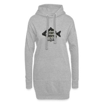 Karpfenleben: Schlafen und Angeln - Hoodie-Kleid - Grau meliert - Vorne