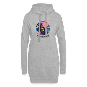 Vacances à Gorillaxing avec guitare et cocktail - Sweat-shirt à capuche long Femme - gris chiné - Devant