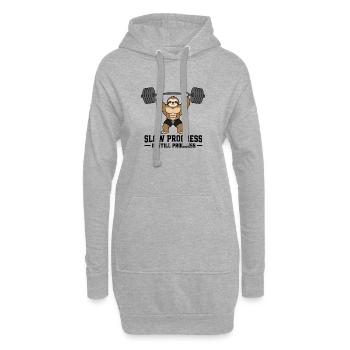 Entraînement de paresseux à la salle de sport - Sweat-shirt à capuche long Femme - gris chiné - Devant