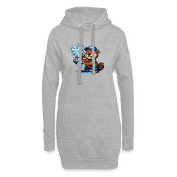 Beaver Klempner repariert einen Wasserhahn Spritzen - Hoodie-Kleid - Grau meliert - Vorne