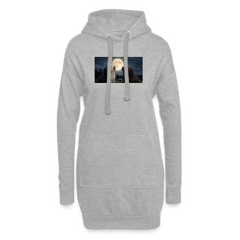 Hurler vers le mème de la lune Chien animal Labrador - Sweat-shirt à capuche long Femme - gris chiné - Devant