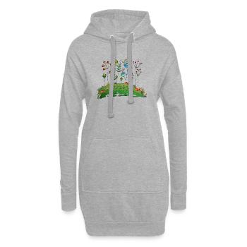 Fleur - Sweat-shirt à capuche long Femme - gris chiné - Devant