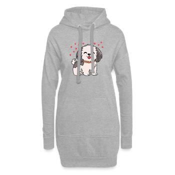 Hearty Havanese (Comic/white-grey) - Hoodie Dress - heather grey - Front