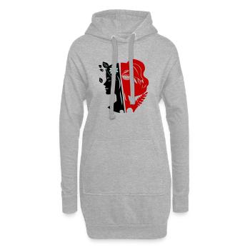 Visage de femme - Sweat-shirt à capuche long Femme - gris chiné - Devant