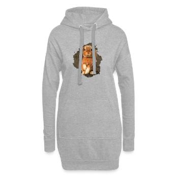 Kuschelbunny Illustration im Aquarellstil - Hoodie-Kleid - Grau meliert - Vorne