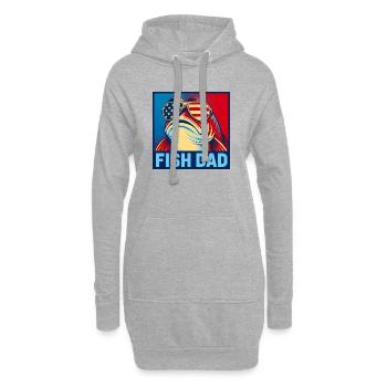 Papa poisson patriote – Papa poisson drôle pour - Sweat-shirt à capuche long Femme - gris chiné - Devant