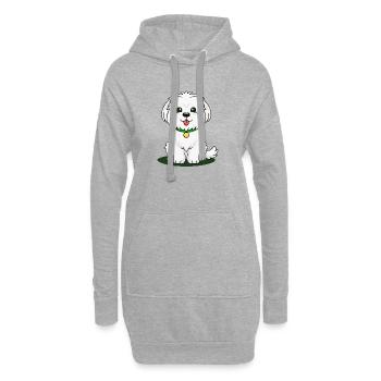 Petit Chiot Maltais (bande dessinée) - Sweat-shirt à capuche long Femme - gris chiné - Devant