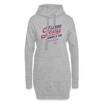 J’aime aussi Jésus et l’Amérique - Sweat-shirt à capuche long Femme - gris chiné - Devant