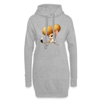 Maus mit Erdnuss-Riese - Hoodie-Kleid - Grau meliert - Vorne