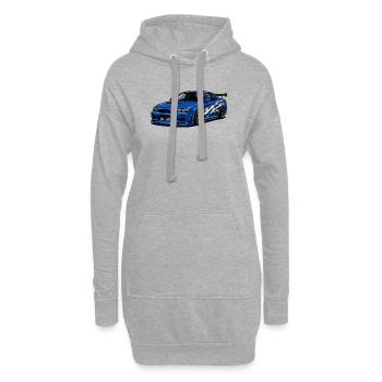 Voiture de sport bleue avec des bandes - Sweat-shirt à capuche long Femme - gris chiné - Devant
