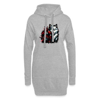 Duo Loup Démon et Loup de Brume - Sweat-shirt à capuche long Femme - gris chiné - Devant