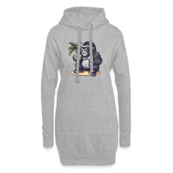 Palmier d’été gorille - Sweat-shirt à capuche long Femme - gris chiné - Devant