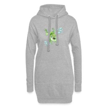 Fröhlicher Frosch im Wassersprung - Hoodie-Kleid - Grau meliert - Vorne