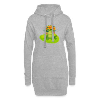 Süßer Frosch mit Blumenkranz - Hoodie-Kleid - Grau meliert - Vorne
