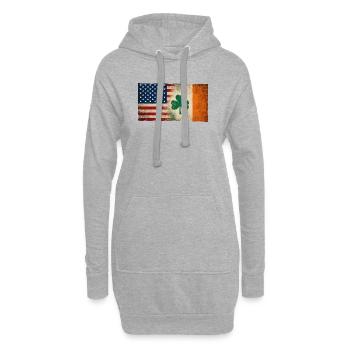 USA Irland Flagge Freundschaft Grunge - Hoodie-Kleid - Grau meliert - Vorne