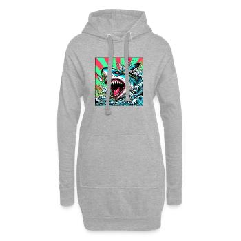Requin - Sweat-shirt à capuche long Femme - gris chiné - Devant