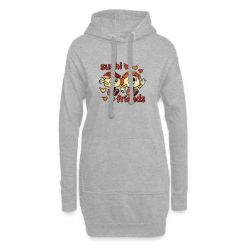 Sushi Freunde im Retro-Stil - Hoodie-Kleid - Grau meliert - Vorne