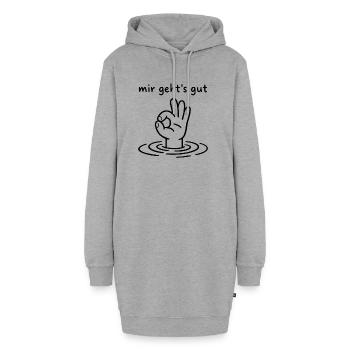 Mir geht's gut - Hand Ok Zeichen - Hoodie-Kleid - Grau meliert - Vorne