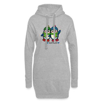 Zwei Pinguine – treue Winterfreunde - Hoodie-Kleid - Grau meliert - Vorne