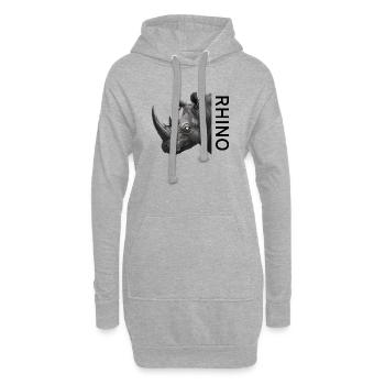 Rhino Portrait Monochrome - Hoodie Dress - heather grey - Front