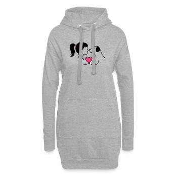 Maman Chien Fille Chien Chère Maîtresse - Sweat-shirt à capuche long Femme - gris chiné - Devant