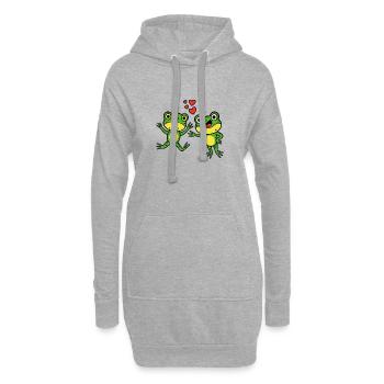 Heureux ami grenouille avec un cœur - Sweat-shirt à capuche long Femme - gris chiné - Devant
