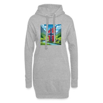 Norwegische Flagge in Mountain Fitness - Hoodie-Kleid - Grau meliert - Vorne