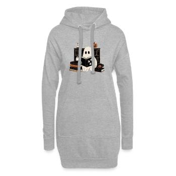 Halloween Geist Bücher Lesen - Hoodie-Kleid - Grau meliert - Vorne