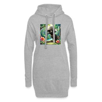 Späher-Rabe mit Waldhelm - Hoodie-Kleid - Grau meliert - Vorne