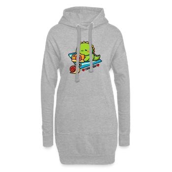 Dinosaure caméra avec un ami escargot - Sweat-shirt à capuche long Femme - gris chiné - Devant