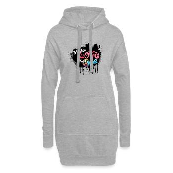 Liebe und Frieden, kein Krieg - Hoodie-Kleid - Grau meliert - Vorne